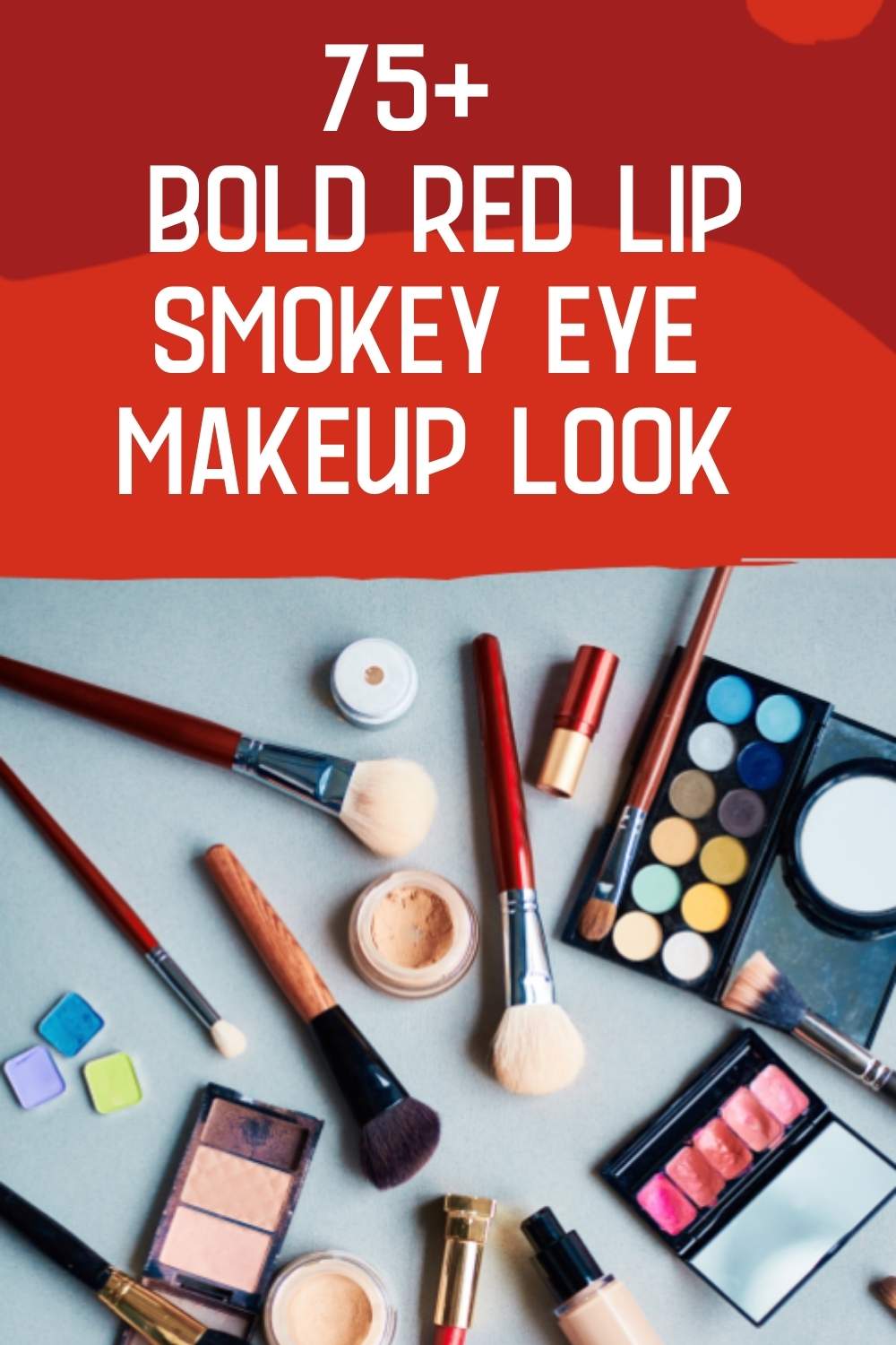 Red Lip Smokey Eye Makeup Look