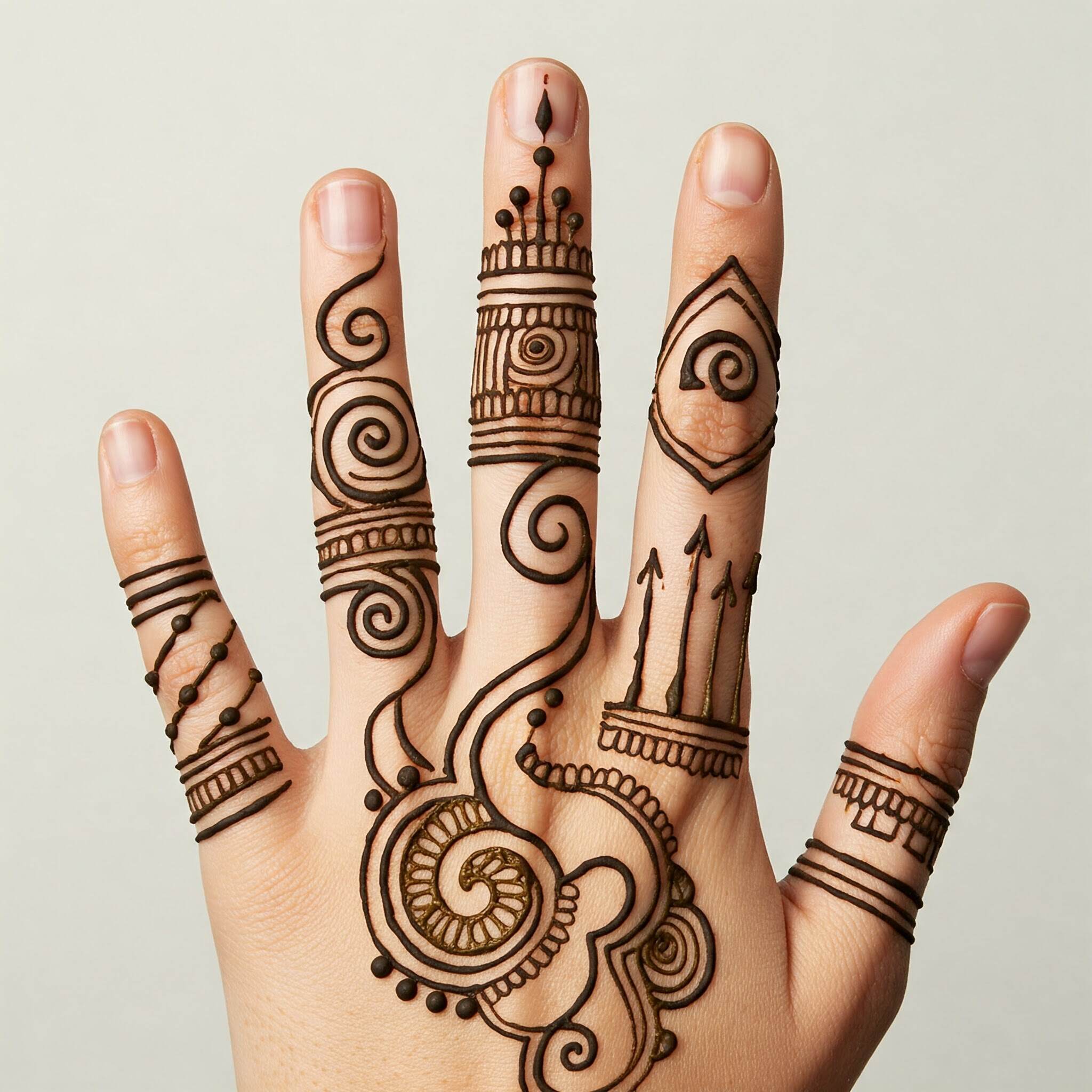 Finger Mehndi Design Simple Front and Back