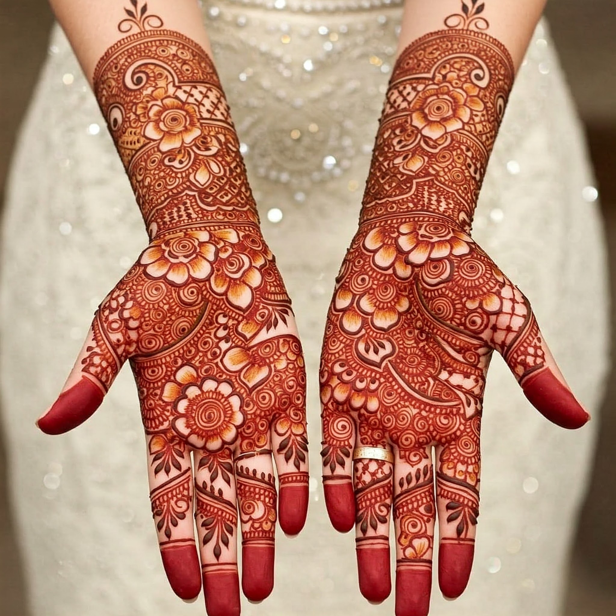 Red Mehndi Design Arabic