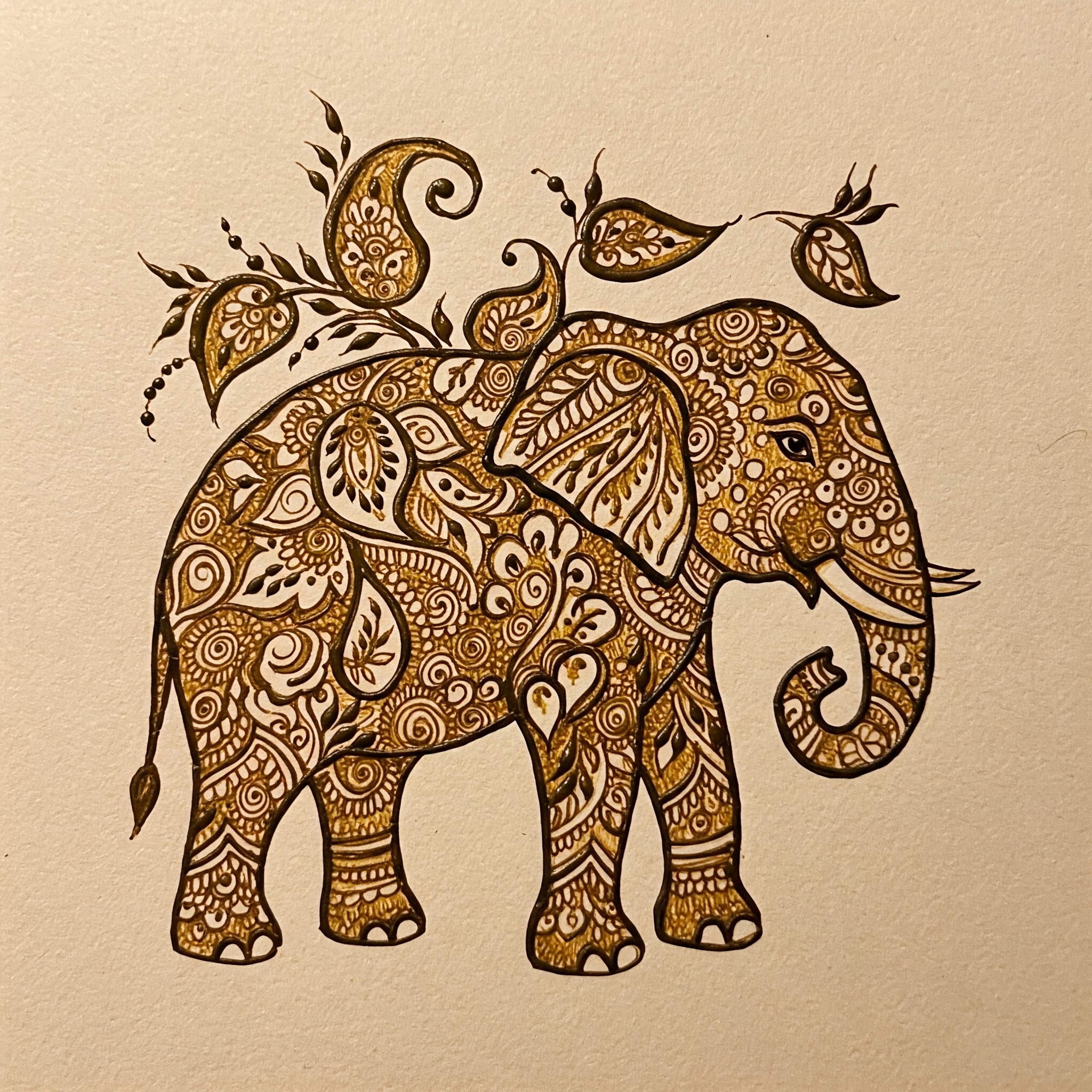 Elephant Mehndi Designs for Hands Full Hand