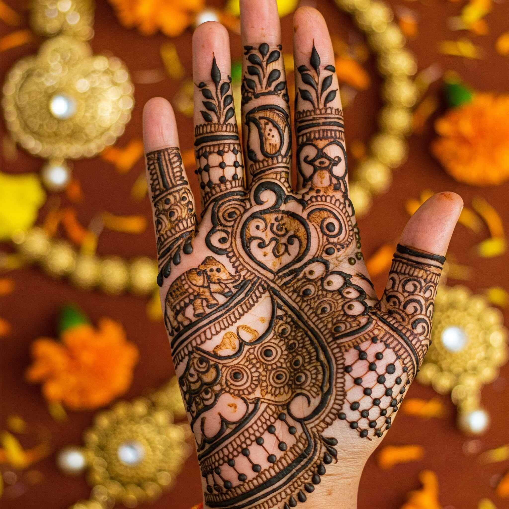Finger Mehndi Design Simple Front and Back