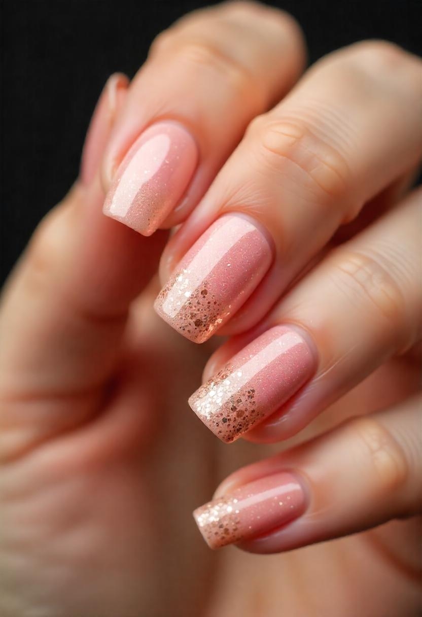 Ombre Nail Art Designs with Glitter