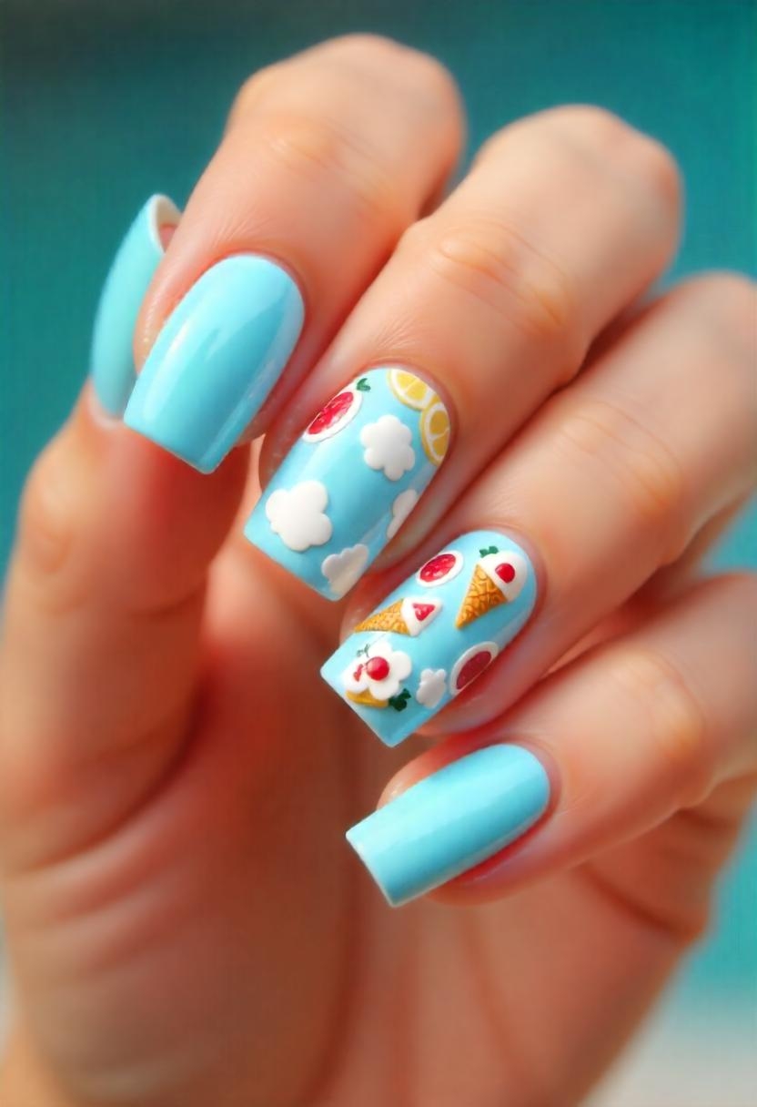 Light Blue Nail Art Designs