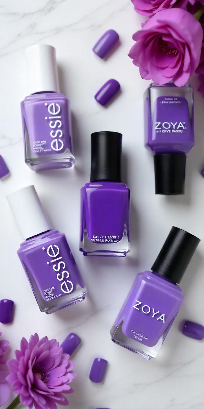 Purple Nail Art Designs with Glitter