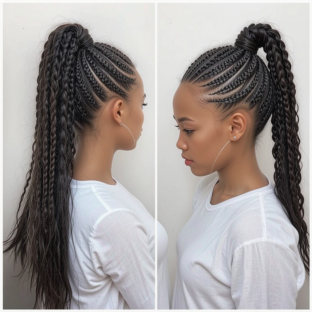 Braided Ponytail Hairstyles for Black Women with Natural