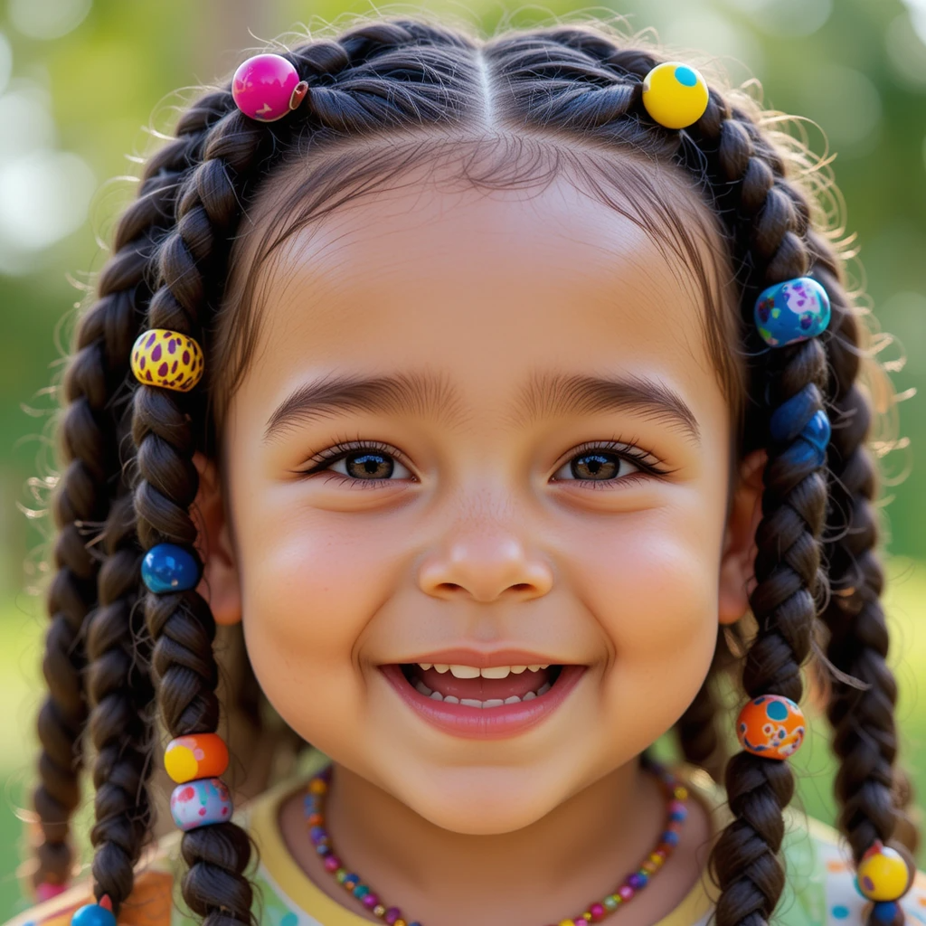 Little Girl Braids with Beads Short Hai