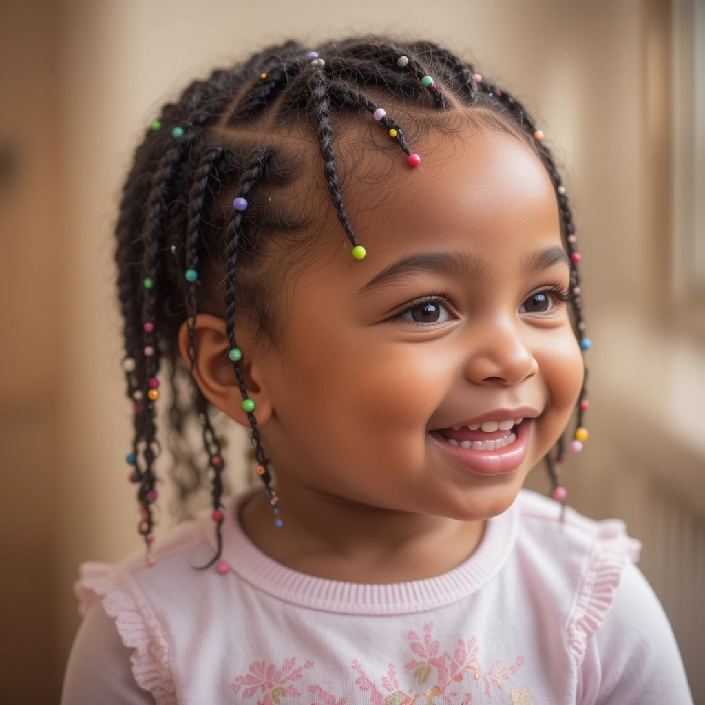 Natural Hairstyles with Beads for Little Girl