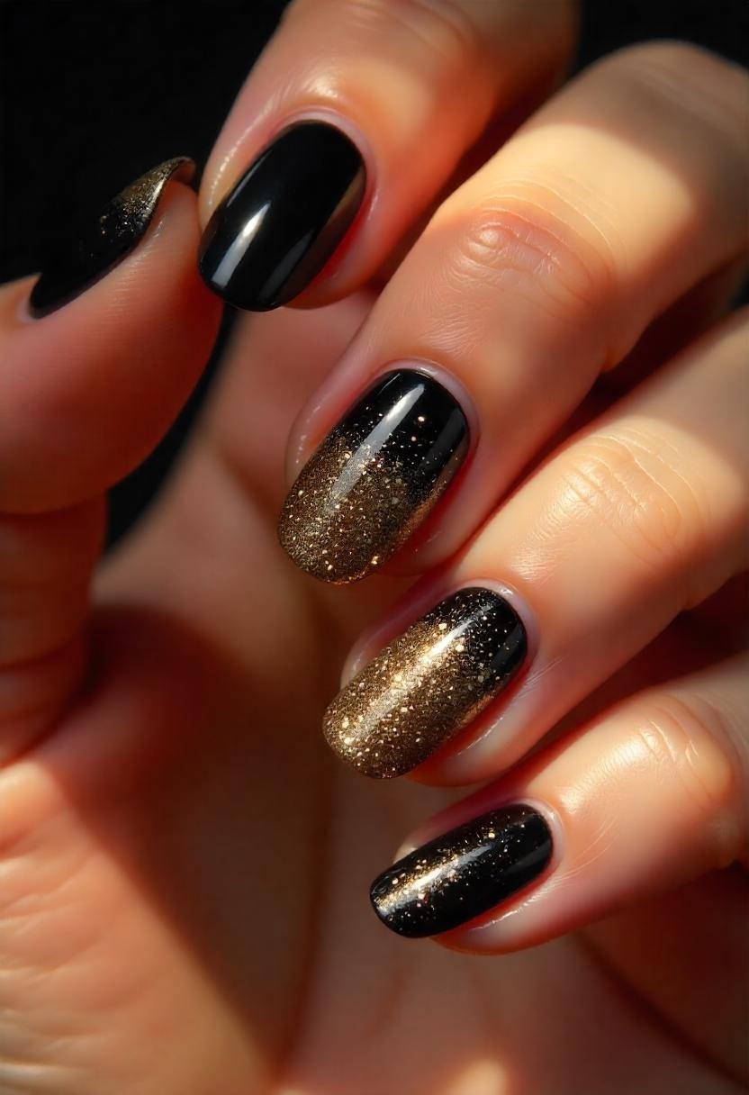 Dark Ombre Nail Art Designs Sparkle