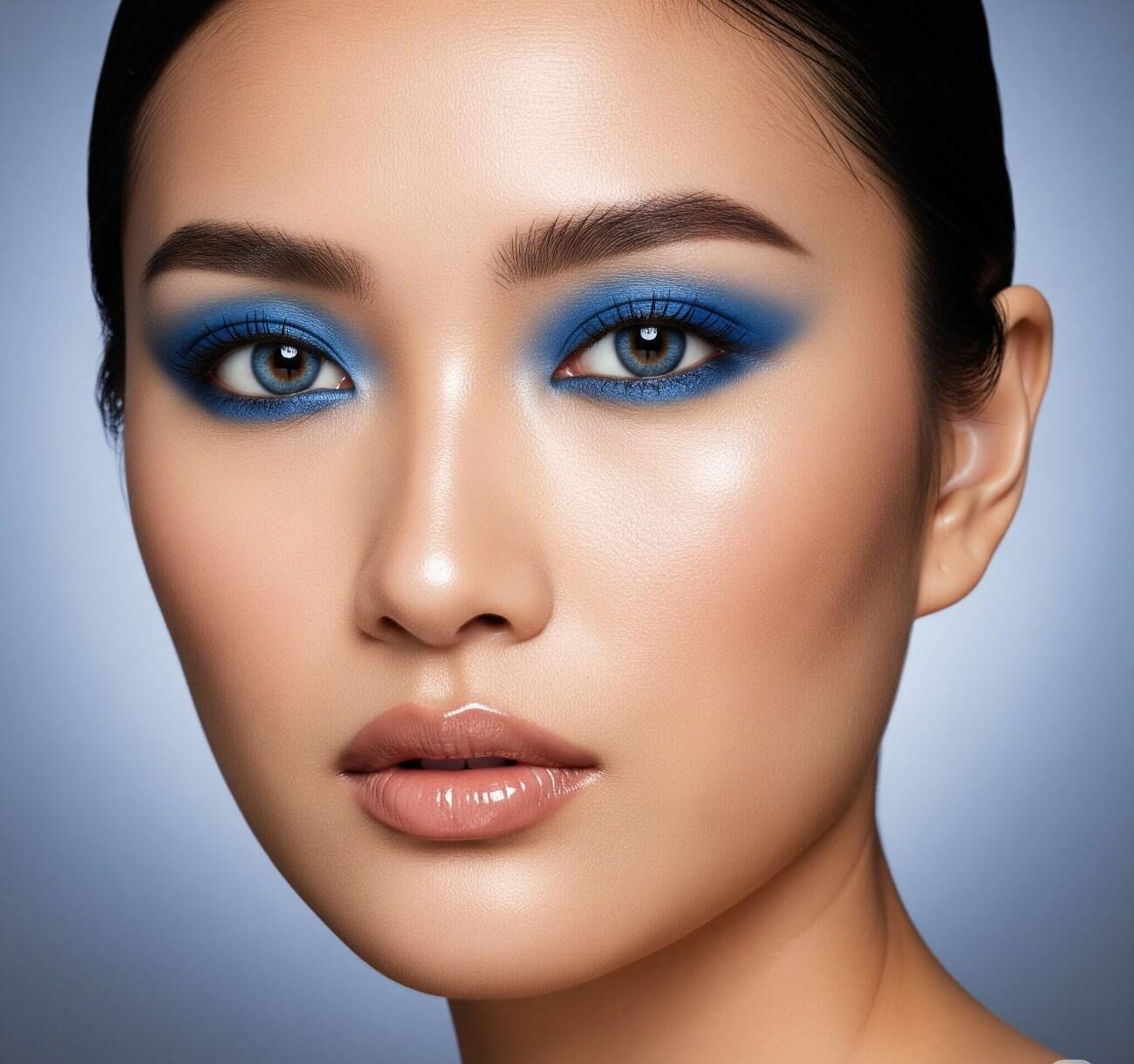 Minimalist Eye Makeup with Blue