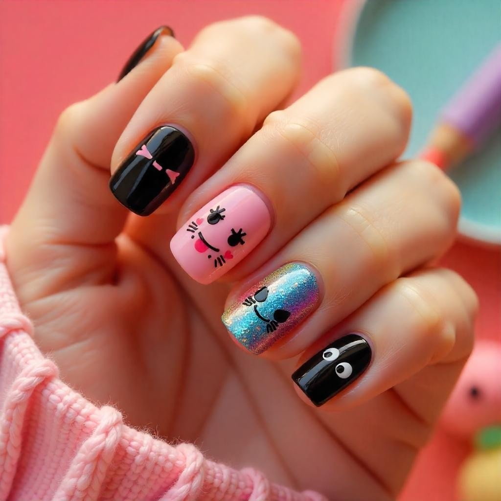 Artistic Black Nail Designs with Flair