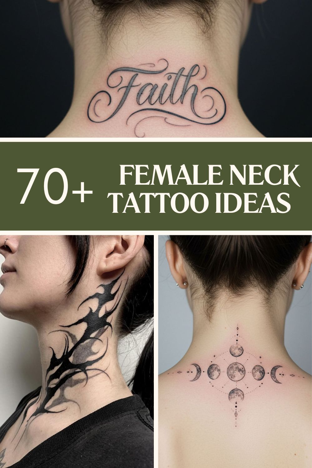 Female women's side neck tattoo
