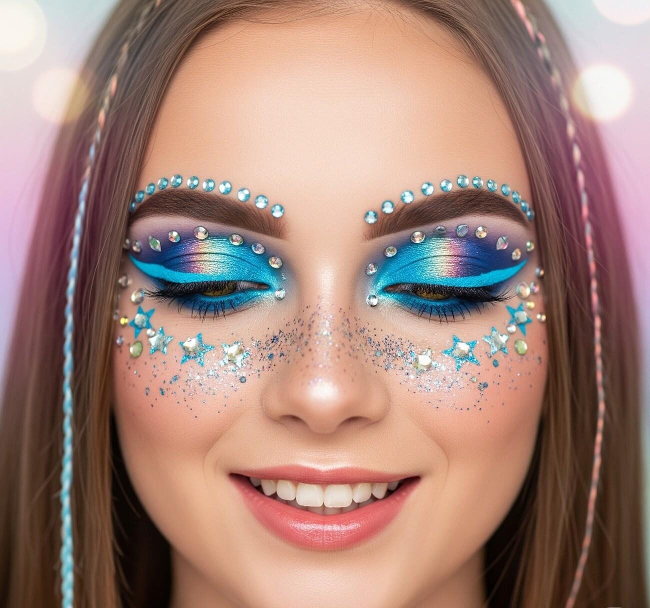 Festival Blue Makeup Black Girl