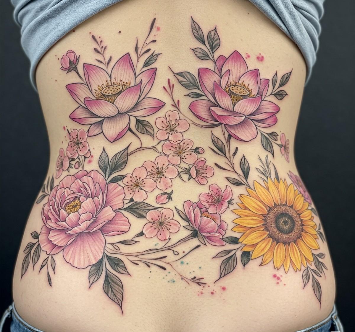 Elegant Female Tattoo Ideas for Lower Back