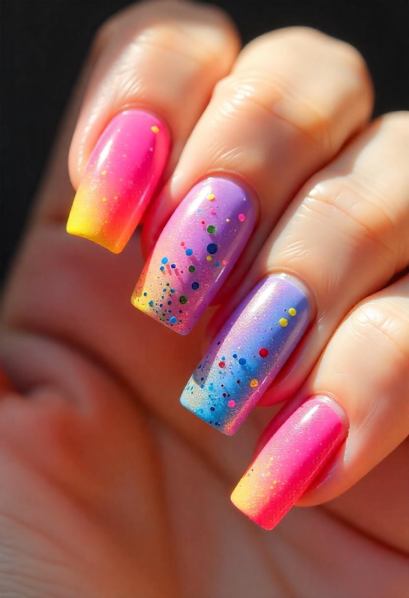 Fashionable Ombre Nails with Shimmer