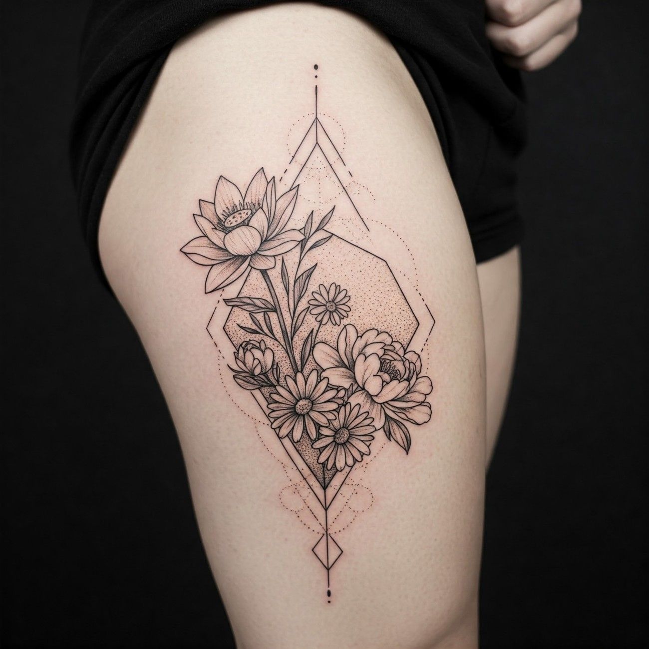 Minimalist Thigh Tattoos Female