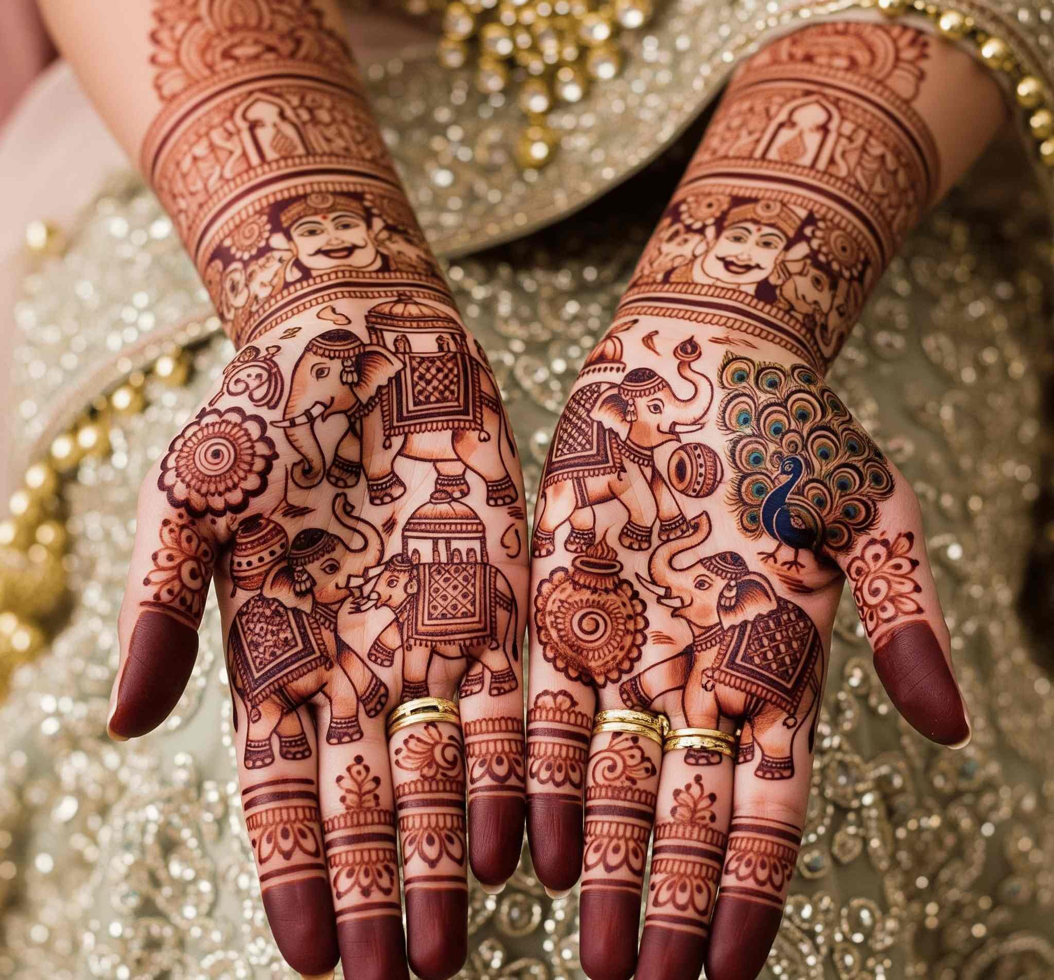 Elephant Mehndi Design Front Hand