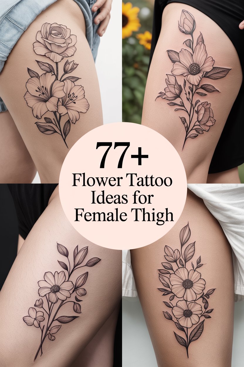 Tattoo Ideas Female Thigh Flowers